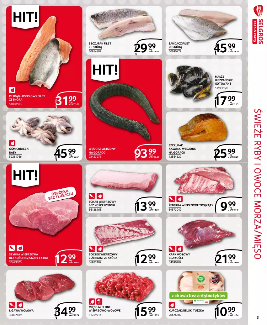 Gazetka promocyjna Selgros - Extra Oferta - ważna 01.09 do 30.09.2021 - strona 3 - produkty: Boczek, Boczek wieprzowy, Kark wołowy, Kawa, Kurczak, Małże, Mięso, Mięso mielone, Owoce, Owoce morza, Pstrąg, Pstrąg łososiowy, Ryby i owoce morza, Sandacz, Sandacz filet, Schab wieprzowy, Sos, Szynka, Szynka wieprzowa, Tusz, Zupa