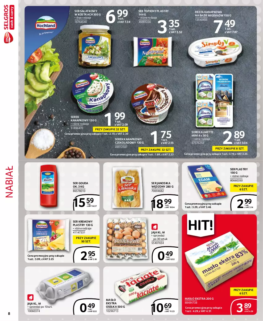 Gazetka promocyjna Selgros - Extra Oferta - ważna 01.09 do 30.09.2021 - strona 8 - produkty: Almette, Gouda, Jaja, Masło, Sałat, Ser, Ser topiony, Serek, Serek kanapkowy, Top