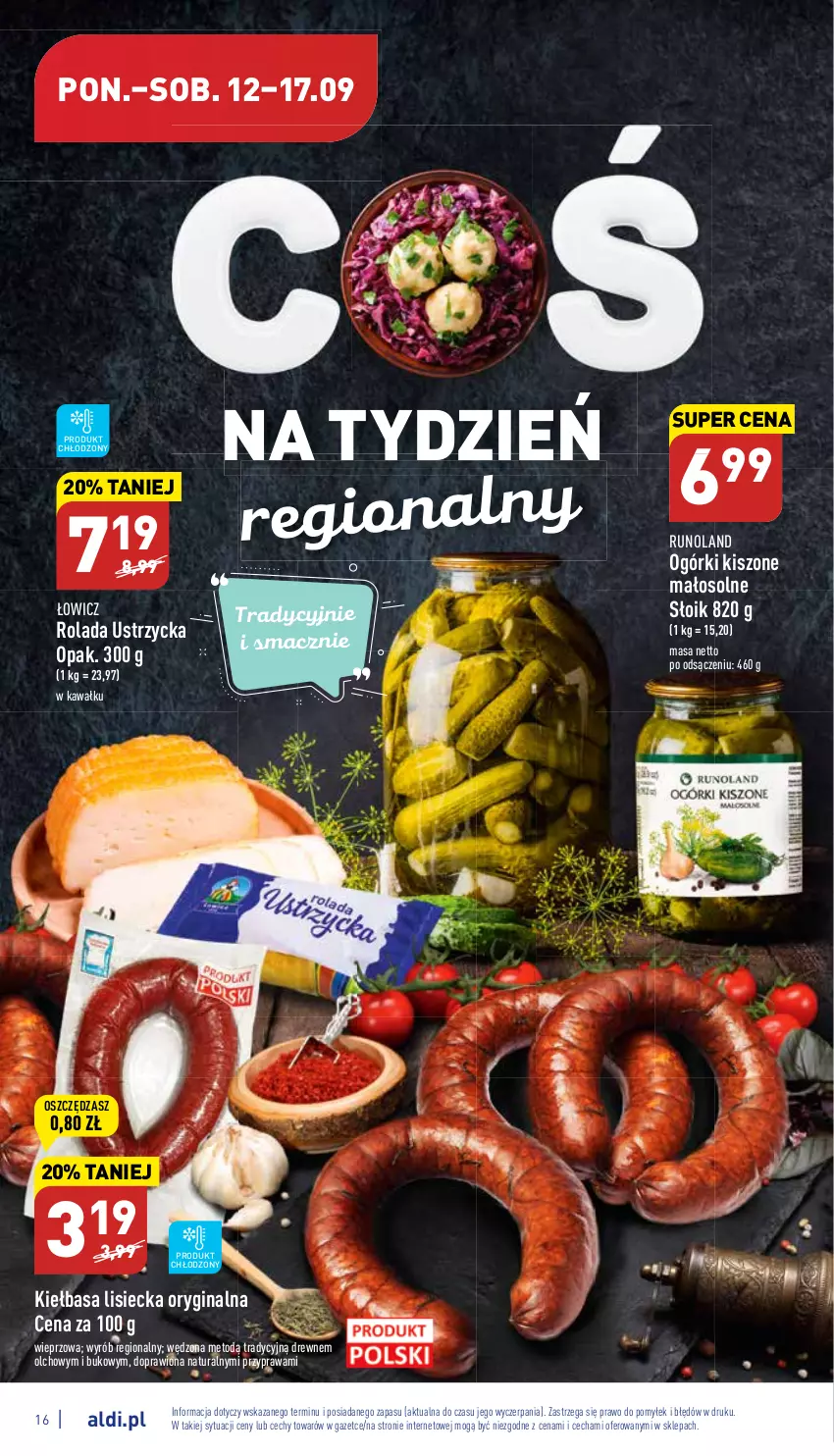 Gazetka promocyjna Aldi - Pełny katalog - ważna 12.09 do 17.09.2022 - strona 16 - produkty: Gin, Kawa, Kiełbasa, Rolada, Rolada Ustrzycka, Runoland