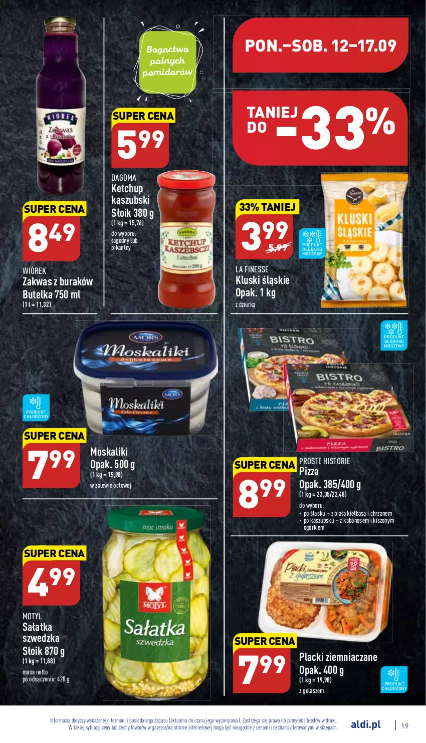 Gazetka promocyjna Aldi - Pełny katalog - ważna 12.09 do 17.09.2022 - strona 19 - produkty: Chrzan, Kabanos, Ketchup, Lack, Pizza, Sałat, Sałatka