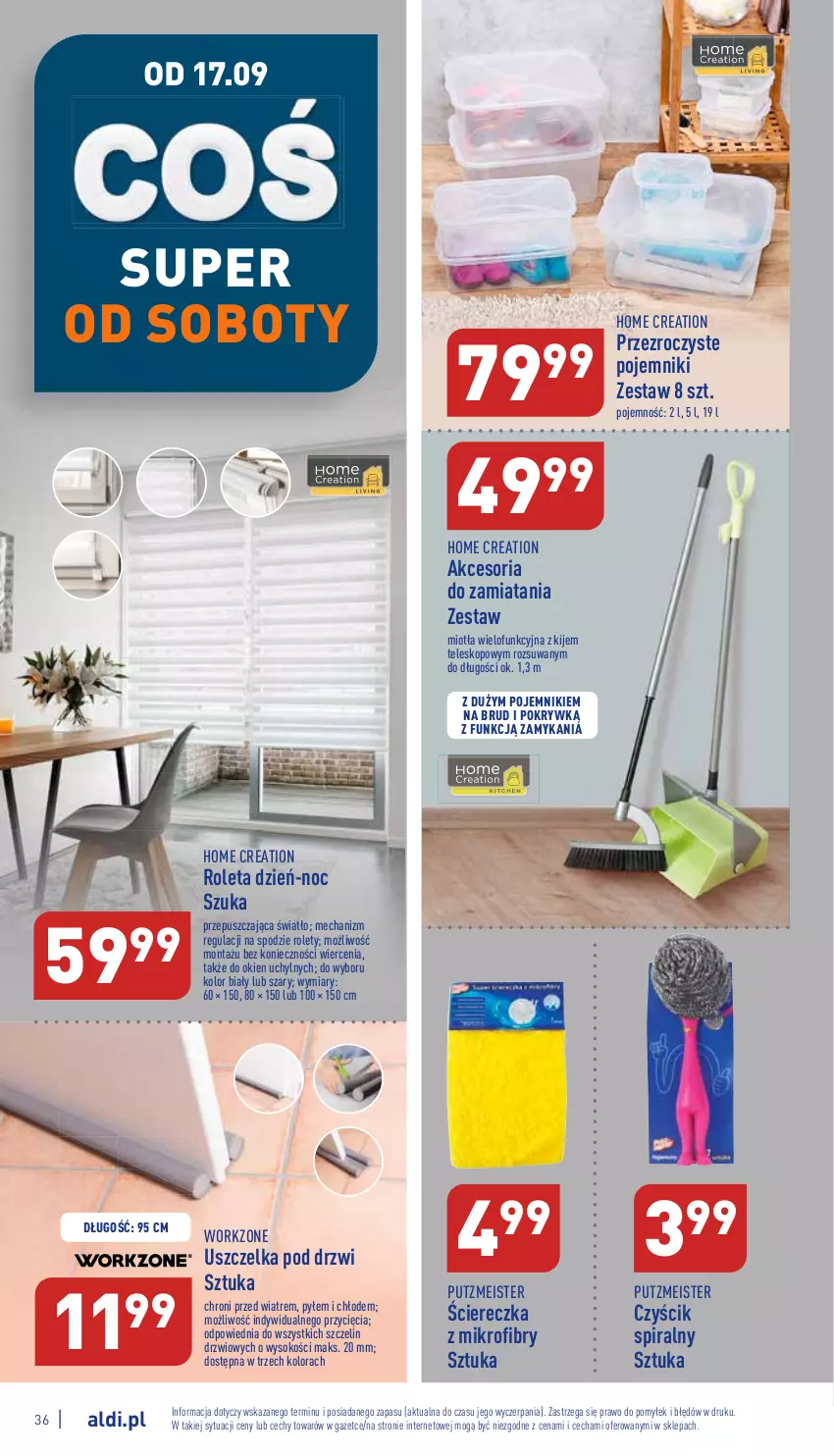 Gazetka promocyjna Aldi - Pełny katalog - ważna 12.09 do 17.09.2022 - strona 36 - produkty: Drzwi, Kije, Miotła, Pojemnik, Putzmeister, Roleta, Sok, Teleskop