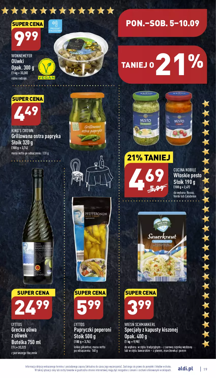 Gazetka promocyjna Aldi - Katalog spożywczy - ważna 05.09 do 10.09.2022 - strona 19 - produkty: Grill, Oliwa z oliwek, Oliwki, Papryka, Pesto, Por