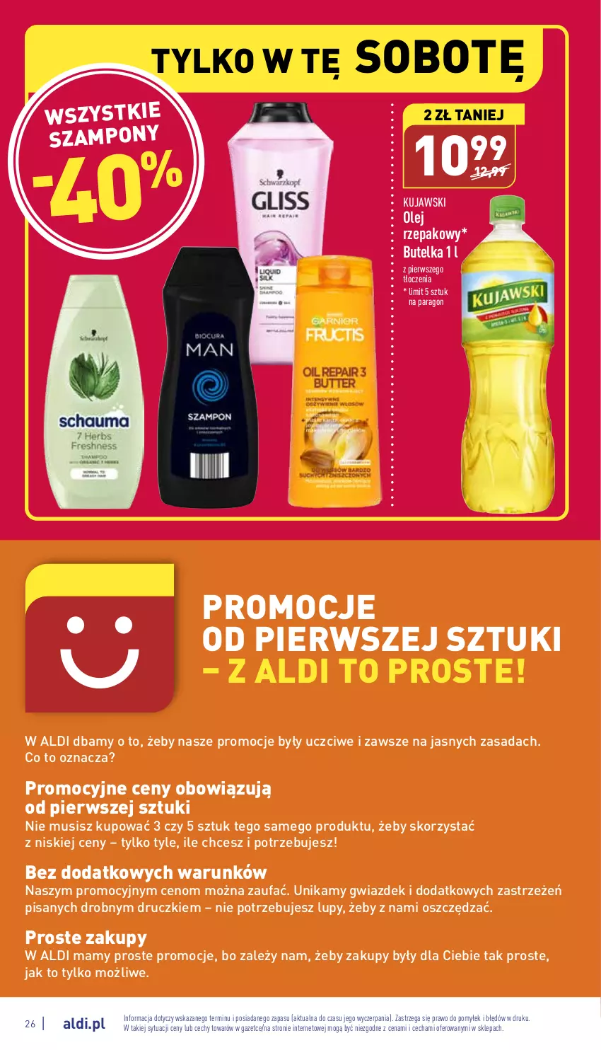 Gazetka promocyjna Aldi - Katalog spożywczy - ważna 05.09 do 10.09.2022 - strona 26 - produkty: Fa, Kujawski, Mus, Olej, Olej rzepakowy, Szampon