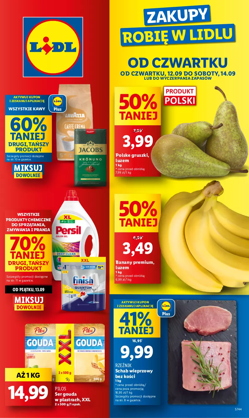 Gazetka promocyjna Lidl - GAZETKA - ważna 12.09 do 14.09.2024 - strona 1 - produkty: Banany, Gouda, Gruszki, Pilos, Schab wieprzowy, Ser