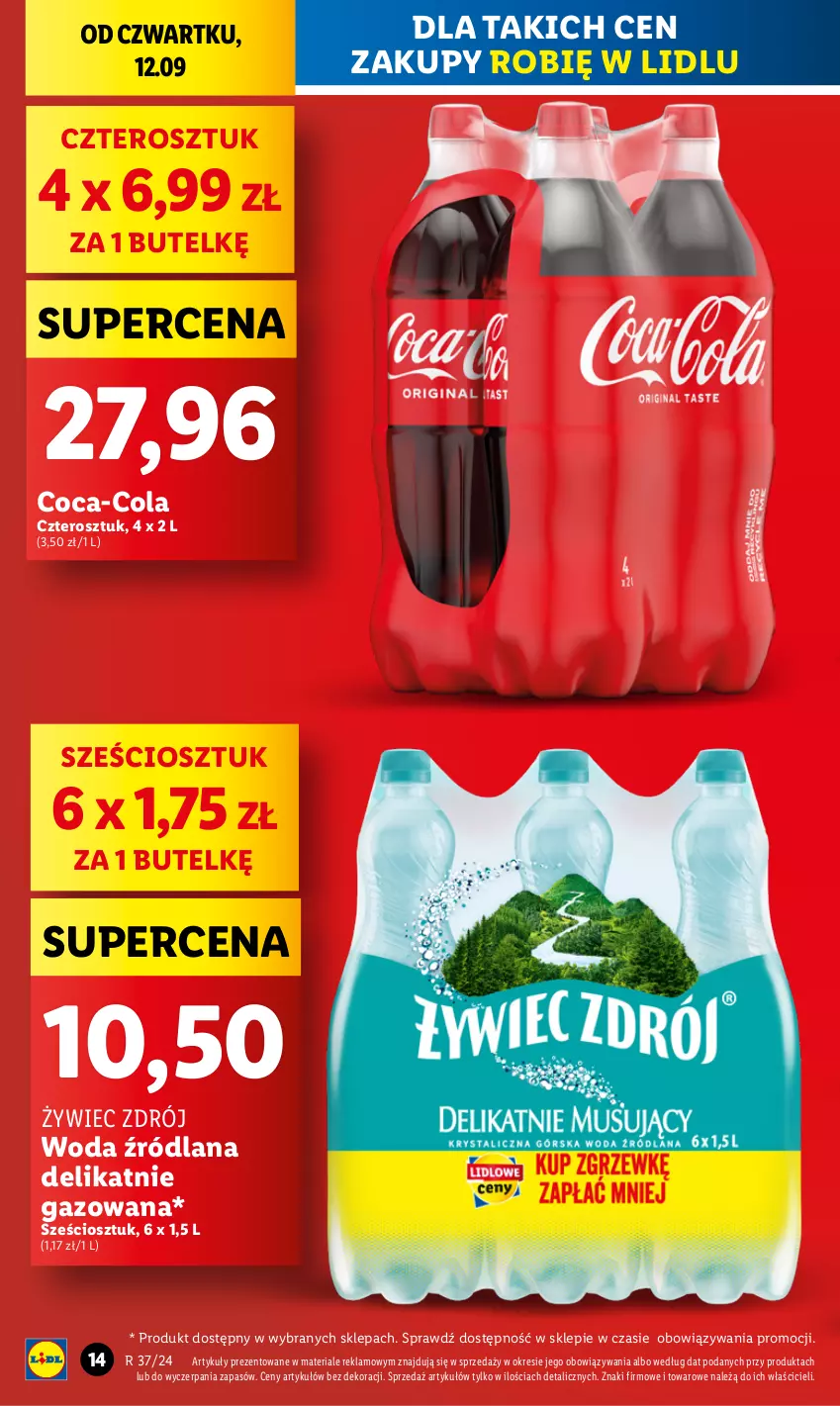 Gazetka promocyjna Lidl - GAZETKA - ważna 12.09 do 14.09.2024 - strona 14 - produkty: Coca-Cola, LANA, Woda