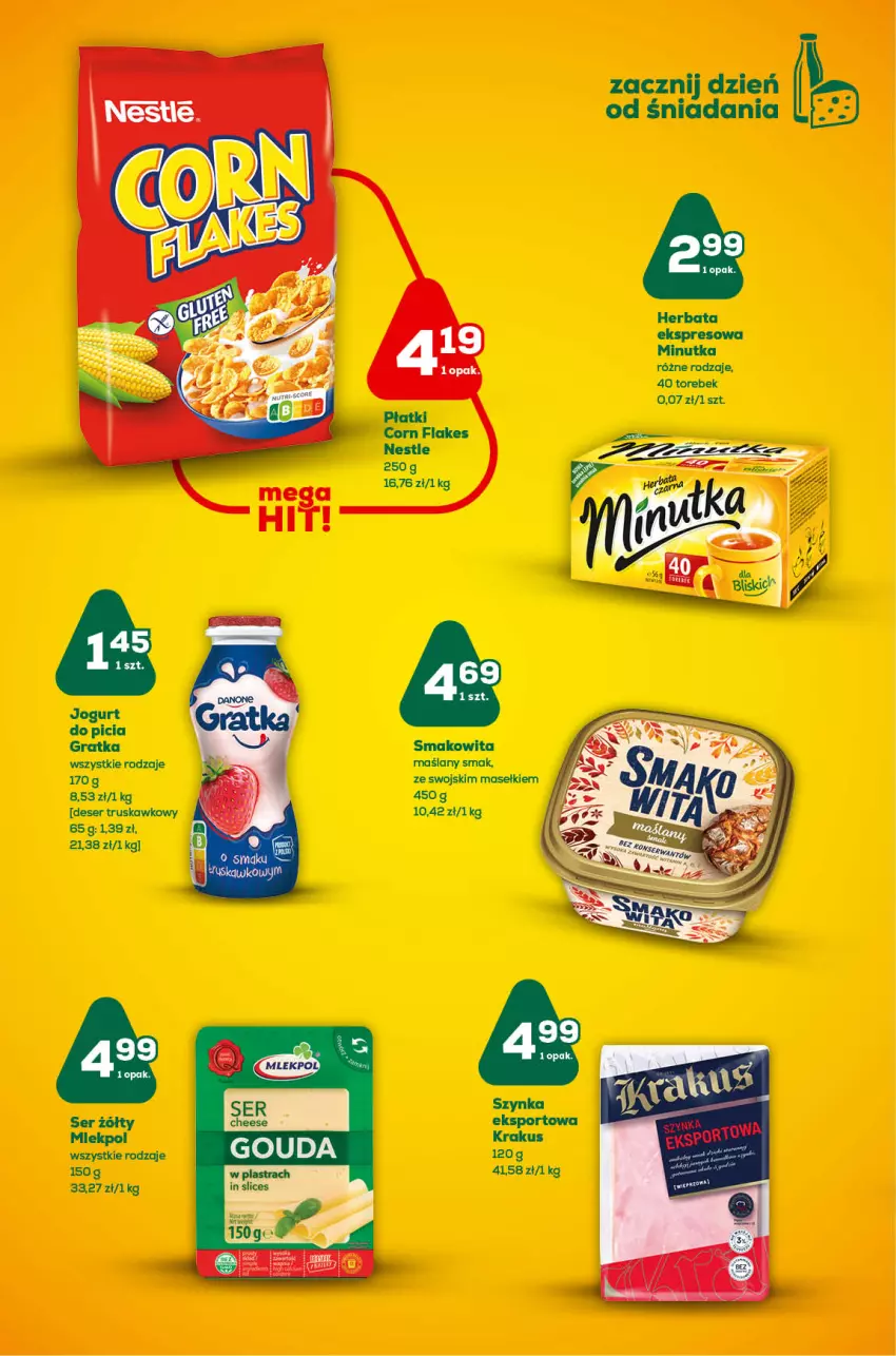 Gazetka promocyjna ABC - Gazetka - ważna 06.10 do 19.10.2022 - strona 2 - produkty: Corn flakes, Deser, Gra, Herbata, Jogurt, Krakus, Por, Ser, Smakowita, Sport, Szynka