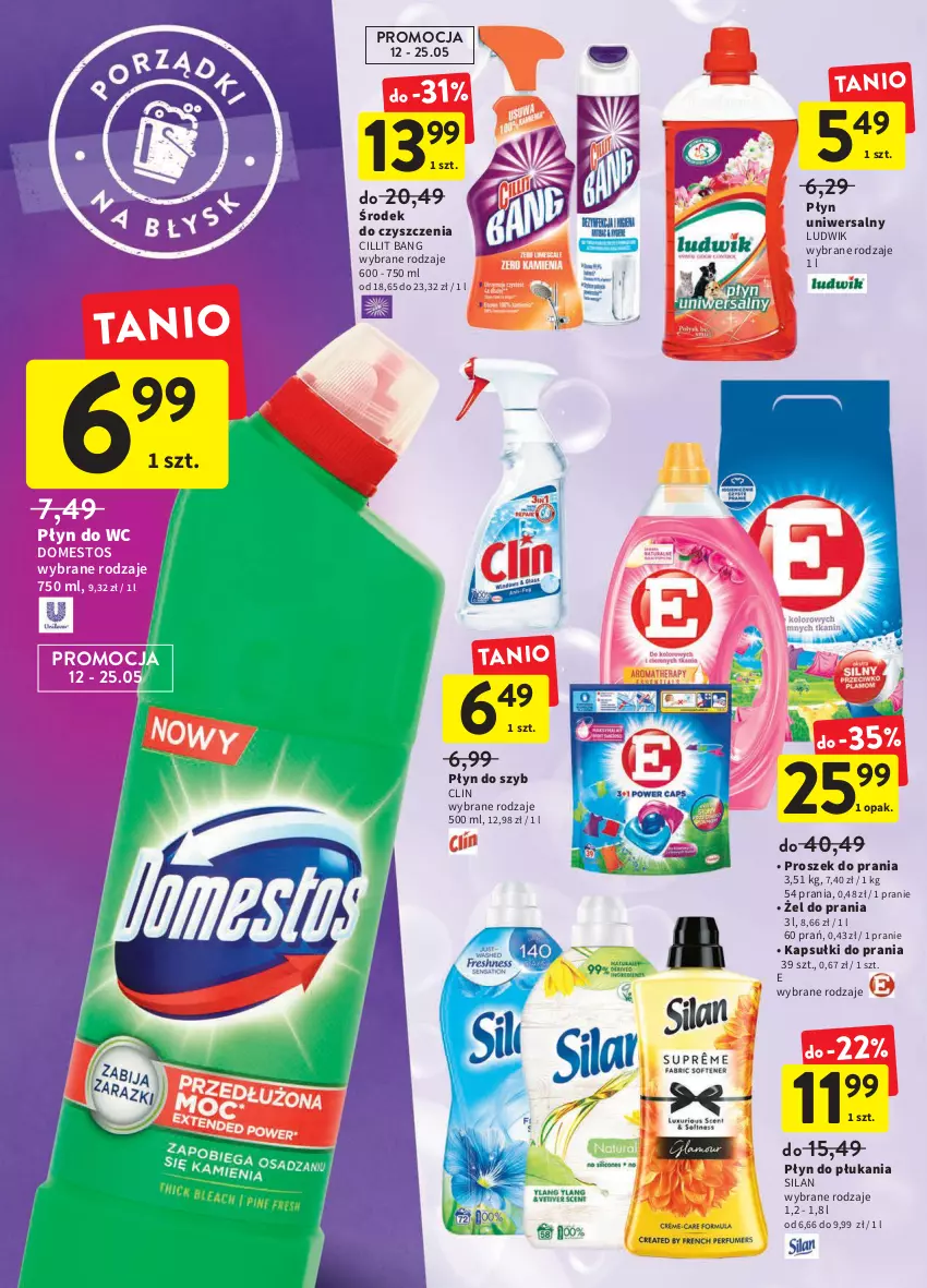 Gazetka promocyjna Intermarche - ważna 12.05 do 18.05.2022 - strona 34 - produkty: Cillit Bang, Clin, Domestos, Kapsułki do prania, Ludwik, Płyn do płukania, Płyn do szyb, Płyn do wc, Proszek do prania, Silan