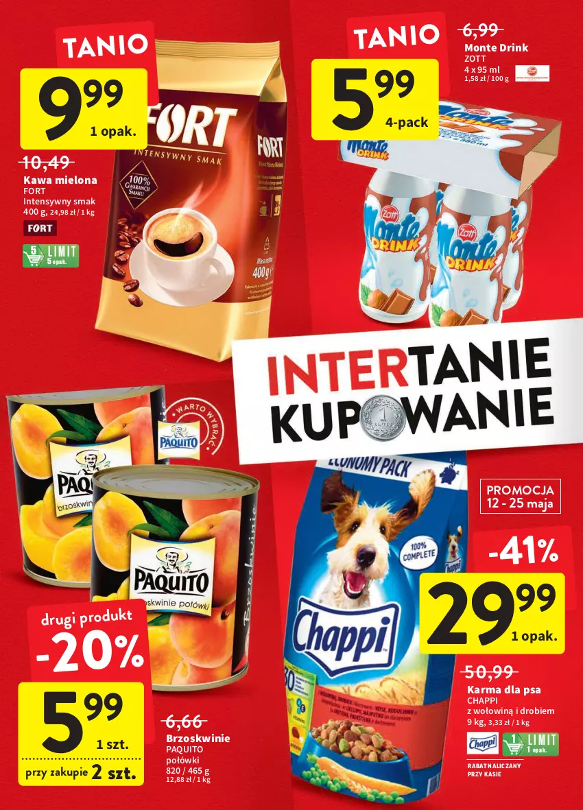 Gazetka promocyjna Intermarche - ważna 12.05 do 18.05.2022 - strona 6 - produkty: Brzoskwinie, Chappi, Kawa, Kawa mielona, Monte, Zott