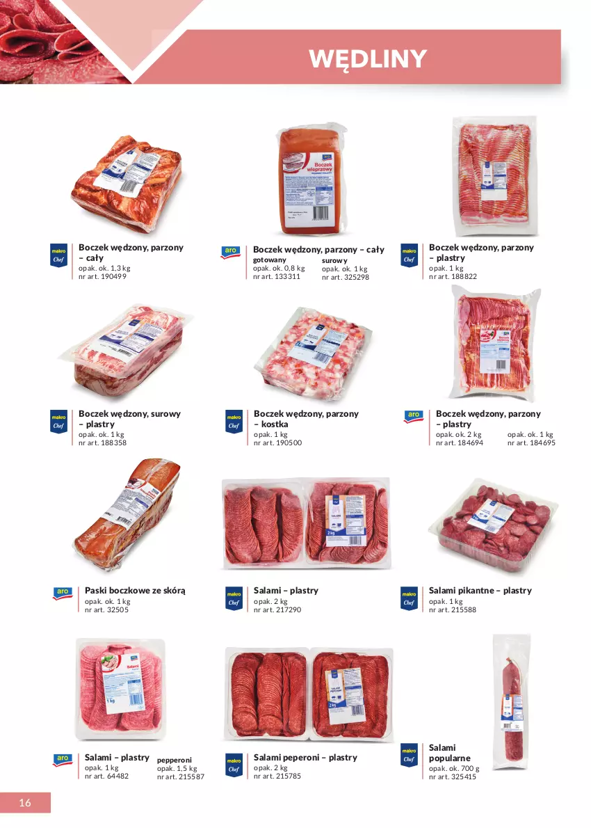 Gazetka promocyjna Makro - [Oferta specjalna] Katalog produktowy Marki MAKRO - ważna 01.06.2021 do 28.02.2022 - strona 16 - produkty: Boczek, Salami