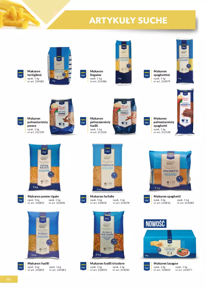 Gazetka promocyjna Makro - [Oferta specjalna] Katalog produktowy Marki MAKRO - ważna 01.06.2021 do 28.02.2022 - strona 60 - produkty: Fa, Lasagne, Lion, Makaron, Penne, Spaghetti