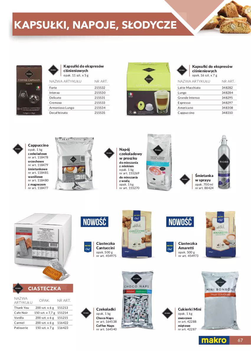 Gazetka promocyjna Makro - [Oferta specjalna] Katalog produktowy Marki MAKRO - ważna 01.06.2021 do 28.02.2022 - strona 67 - produkty: Cappuccino, Chia, Cukier, Cukierki, Gra, Magnez, Napój, Ser