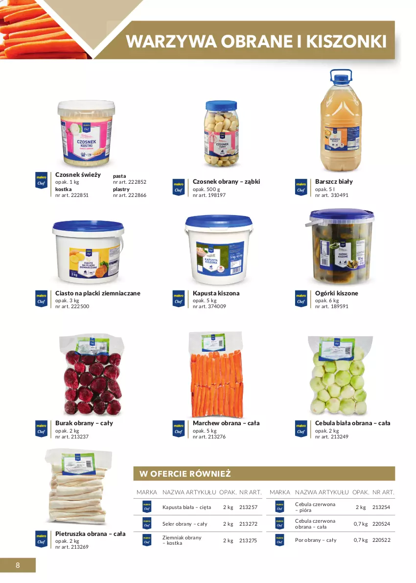 Gazetka promocyjna Makro - [Oferta specjalna] Katalog produktowy Marki MAKRO - ważna 01.06.2021 do 28.02.2022 - strona 8 - produkty: Cebula, Cebula biała, Cebula czerwona, Czosnek, Lack, Pietruszka, Por, Seler obrany, Warzywa