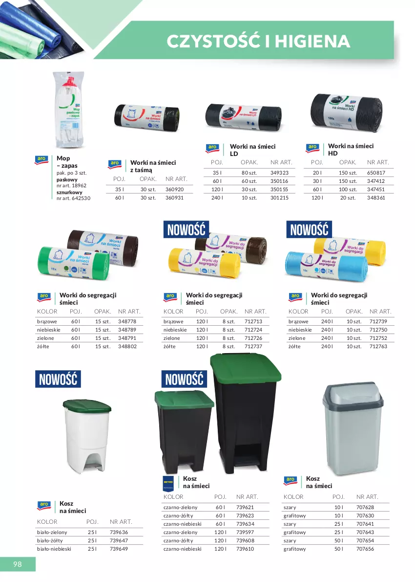 Gazetka promocyjna Makro - [Oferta specjalna] Katalog produktowy Marki MAKRO - ważna 01.06.2021 do 28.02.2022 - strona 98 - produkty: Gra, Kosz, Mop, Worki na śmiec, Worki na śmieci