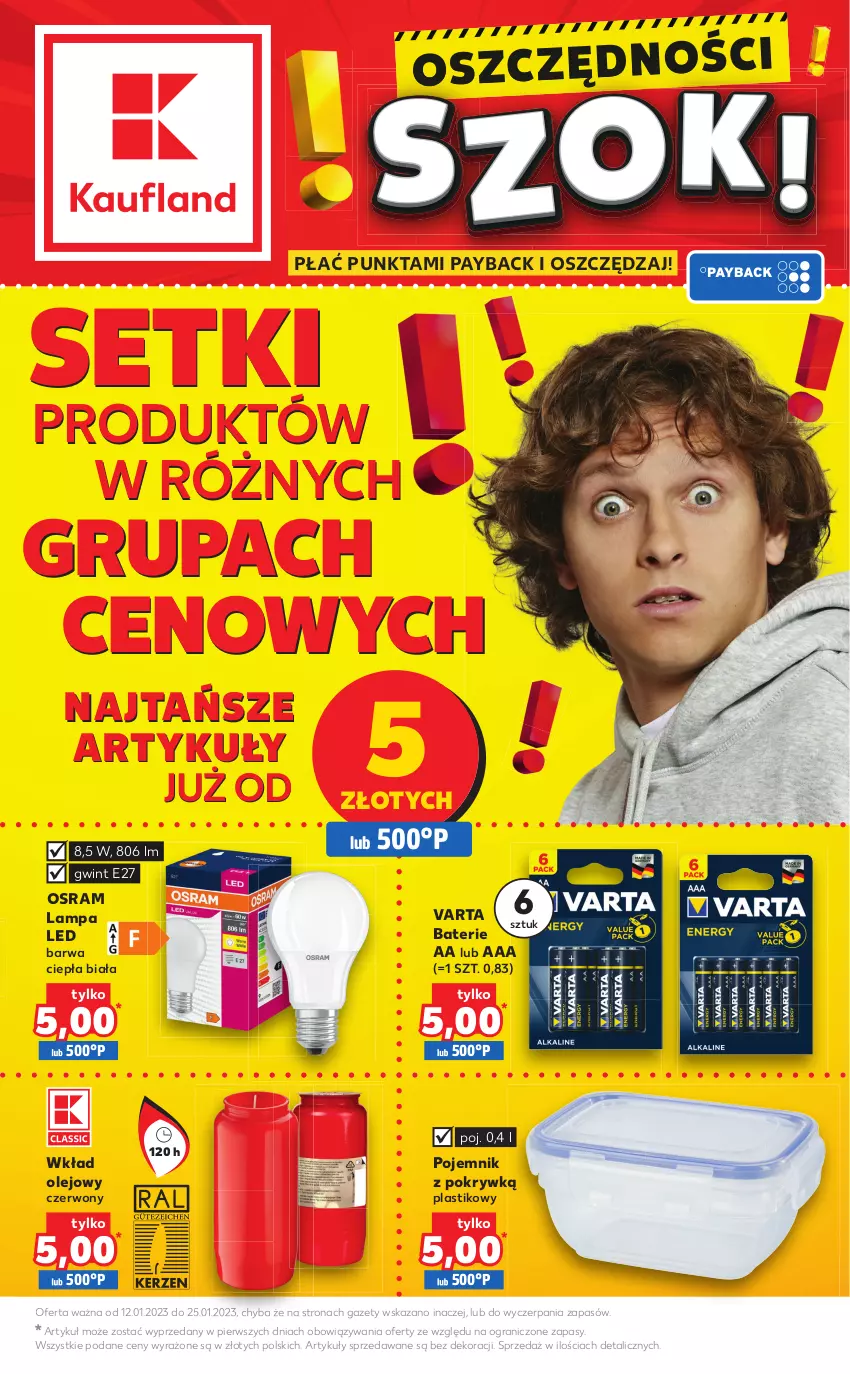 Gazetka promocyjna Kaufland - Oferta ważna od 12.01.2023 do 25.01.2023 lub do wyczerpania zapasów. - ważna 12.01 do 25.01.2023 - strona 1 - produkty: Gra, Lampa, Lampa LED, Olej, Pojemnik, Pojemnik z pokrywką, Varta, Wkład olejowy