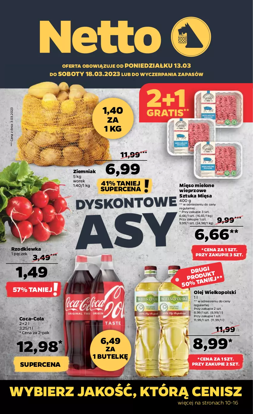 Gazetka promocyjna Netto - Artykuły spożywcze - ważna 13.03 do 18.03.2023 - strona 1 - produkty: Coca-Cola, Gra, Mięso, Mięso mielone, Olej, Rzodkiewka