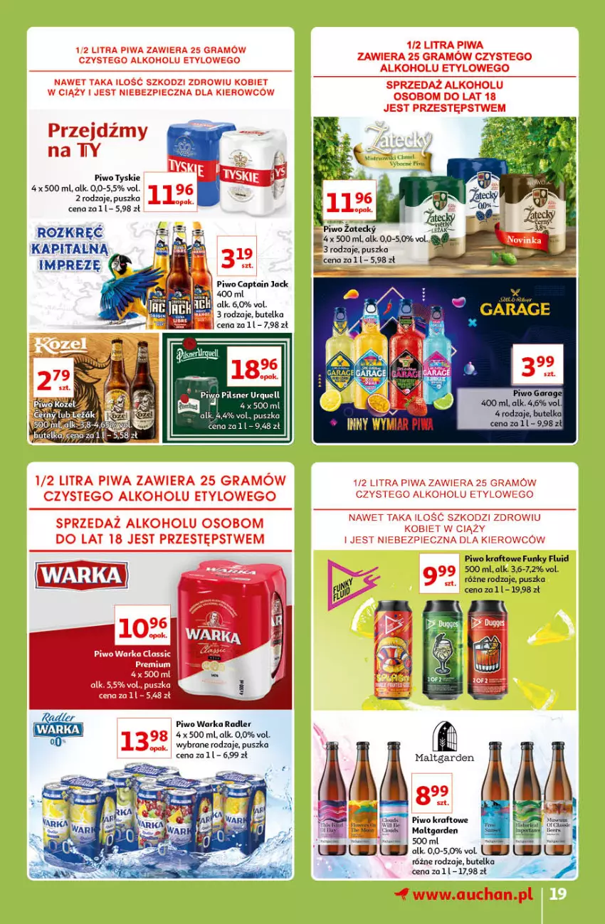 Gazetka promocyjna Auchan - Znane lubiane Marki Hipermarkety - ważna 31.03 do 06.04.2022 - strona 19 - produkty: Captain Jack, Fa, Gra, Piec, Pilsner Urquell, Piwa, Piwo, Radler, Tyskie, Warka