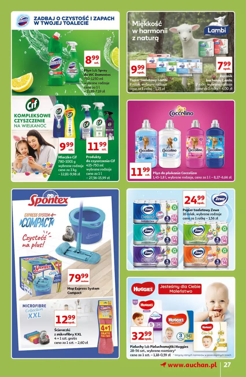 Gazetka promocyjna Auchan - Znane lubiane Marki Hipermarkety - ważna 31.03 do 06.04.2022 - strona 27 - produkty: BIC, Cif, Gra, Huggies, Majtki, Mleczko, Mop, Papier, Papier toaletowy, Pieluchomajtki, Pieluchy