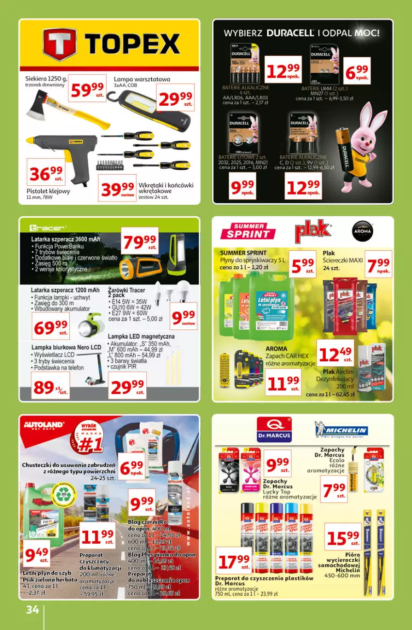 Gazetka promocyjna Auchan - Znane lubiane Marki Hipermarkety - ważna 31.03 do 06.04.2022 - strona 34 - produkty: Acer, Akumulator, Biurko, Blag, Chusteczki, Duracell, Herbata, Klej, Lampa, Latarka, LG, Michelin, Pistolet, Pistolet klejowy, Powerbank, Tarka, Telefon, Top, Wkręt