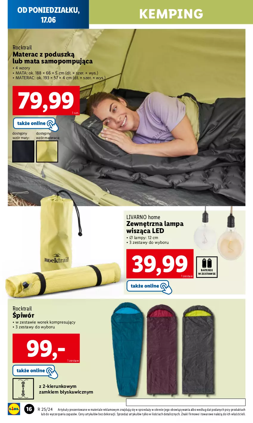 Gazetka promocyjna Lidl - GAZETKA - ważna 17.06 do 22.06.2024 - strona 18 - produkty: Ivar, Lampa, Lampa wisząca, Materac, Mop, Tera