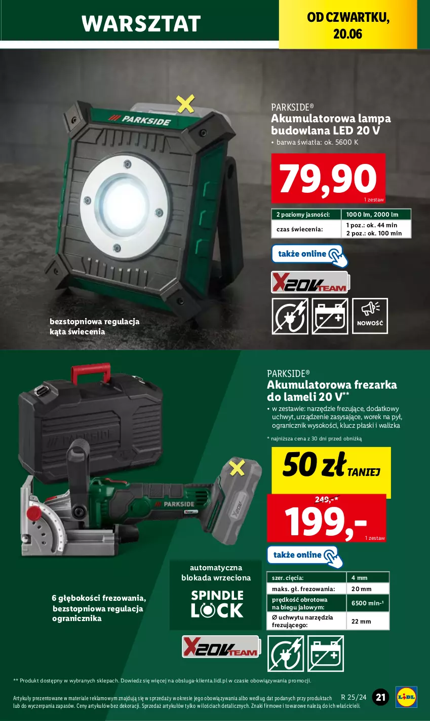 Gazetka promocyjna Lidl - GAZETKA - ważna 17.06 do 22.06.2024 - strona 25 - produkty: Akumulator, Frezarka, Gra, Lampa, LANA, Parkside, Sok, Top, Walizka