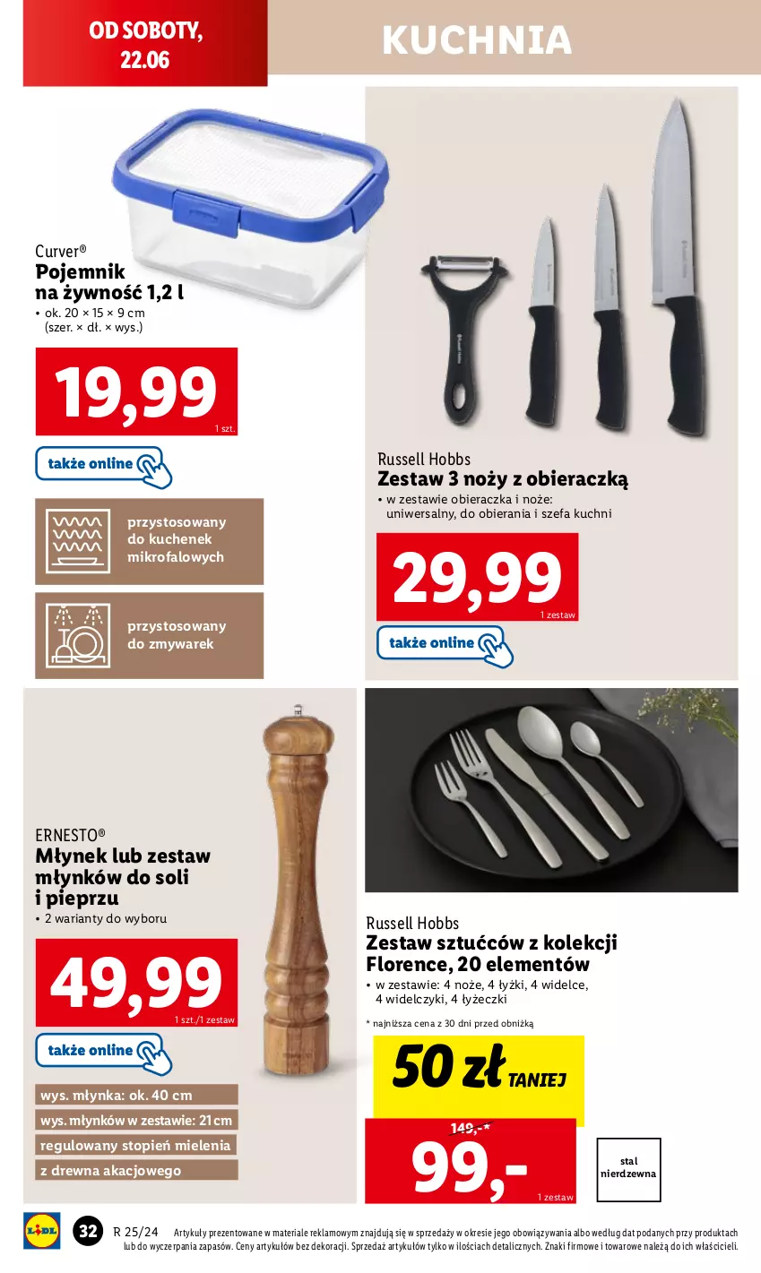 Gazetka promocyjna Lidl - GAZETKA - ważna 17.06 do 22.06.2024 - strona 36 - produkty: Fa, Kuchnia, Młynek, Noż, Obieraczka, Pieprz, Pojemnik, Top, Zestaw sztućców