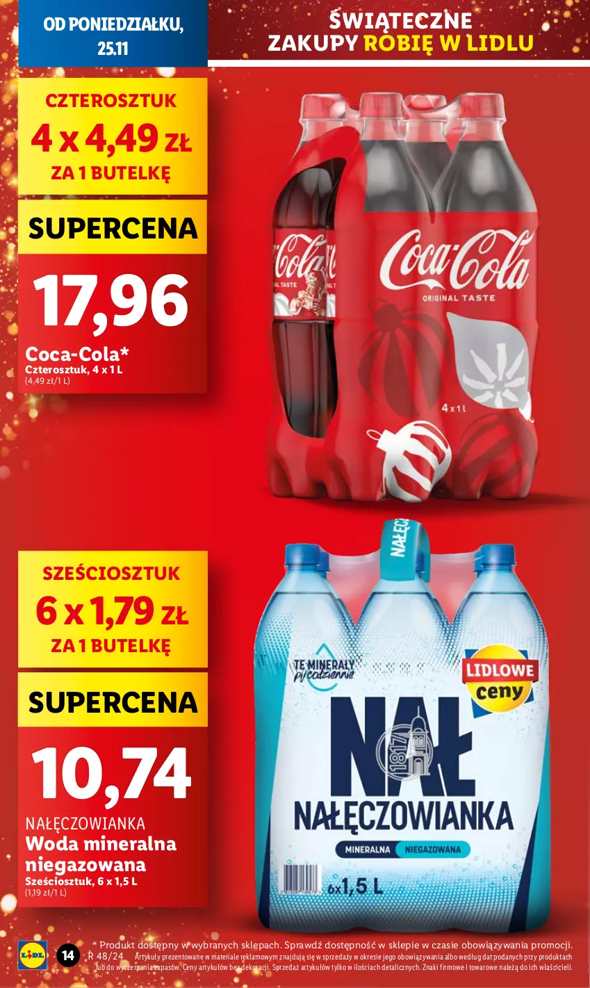 Gazetka promocyjna Lidl - GAZETKA - ważna 25.11 do 27.11.2024 - strona 16 - produkty: Coca-Cola, Nałęczowianka, Woda, Woda mineralna