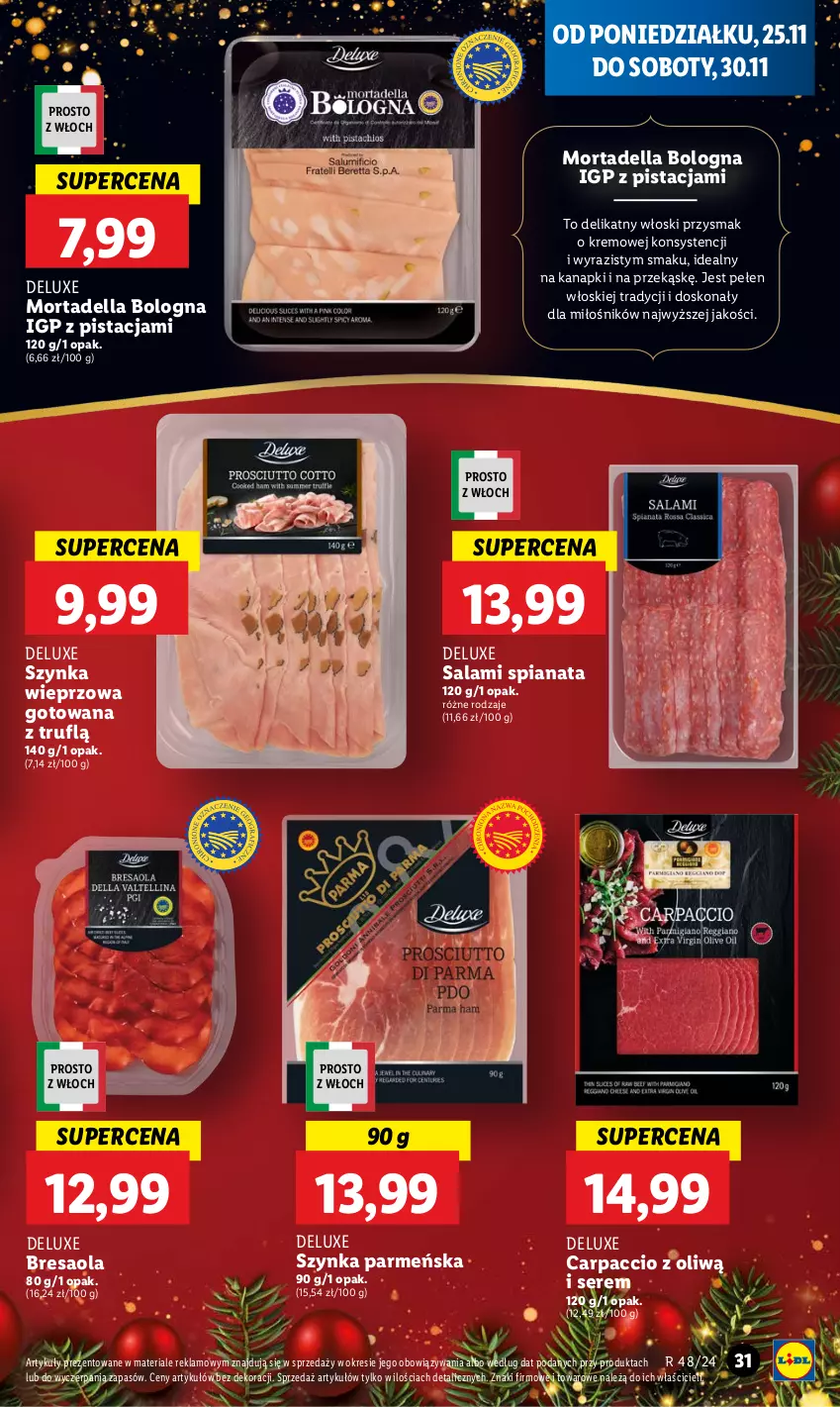 Gazetka promocyjna Lidl - GAZETKA - ważna 25.11 do 27.11.2024 - strona 33 - produkty: Bresaola, Carpaccio, Dell, Mortadella, Salami, Ser, Szynka, Szynka wieprzowa