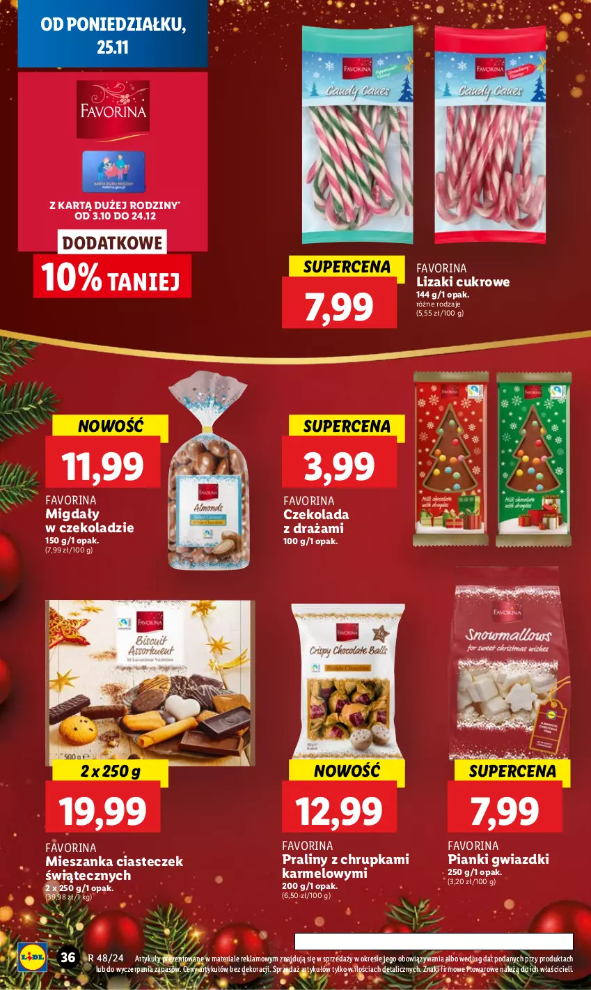 Gazetka promocyjna Lidl - GAZETKA - ważna 25.11 do 27.11.2024 - strona 38 - produkty: Czekolada, Fa, Lizaki, Migdały, Migdały w czekoladzie, Praliny