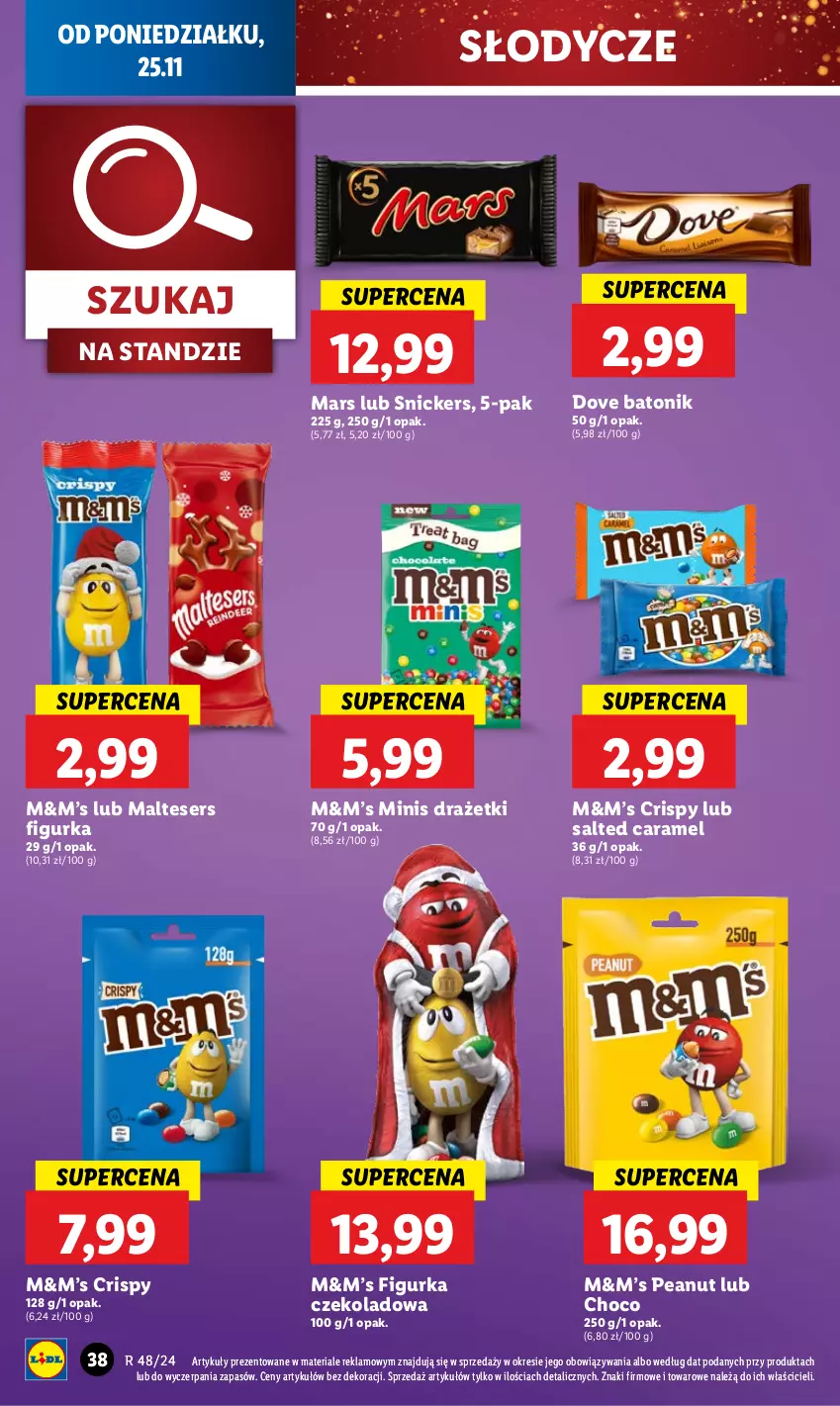 Gazetka promocyjna Lidl - GAZETKA - ważna 25.11 do 27.11.2024 - strona 40 - produkty: Baton, Dove, Mars, Ser, Snickers, Tonik