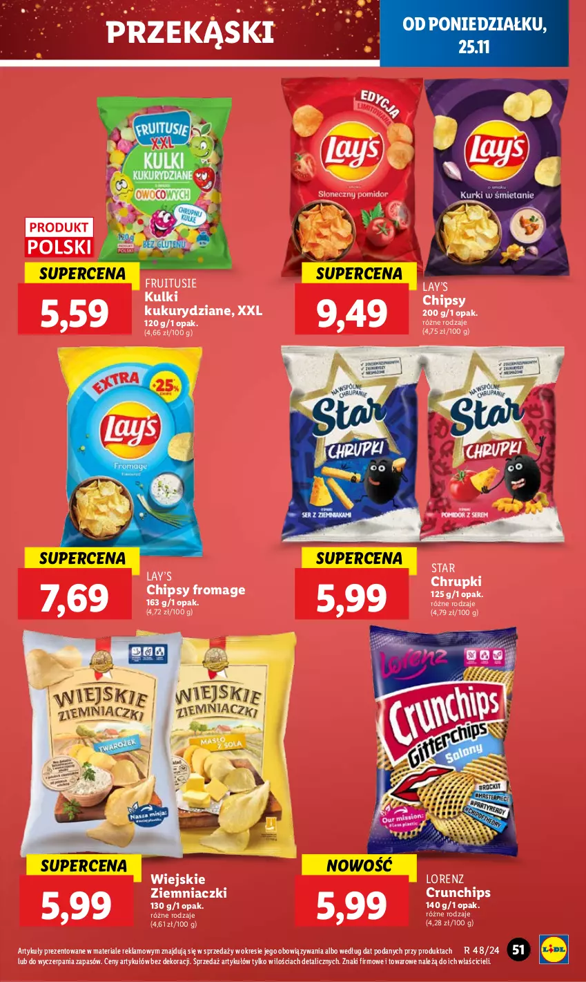 Gazetka promocyjna Lidl - GAZETKA - ważna 25.11 do 27.11.2024 - strona 53 - produkty: Chipsy, Chrupki, Crunchips, Lay’s, Lorenz