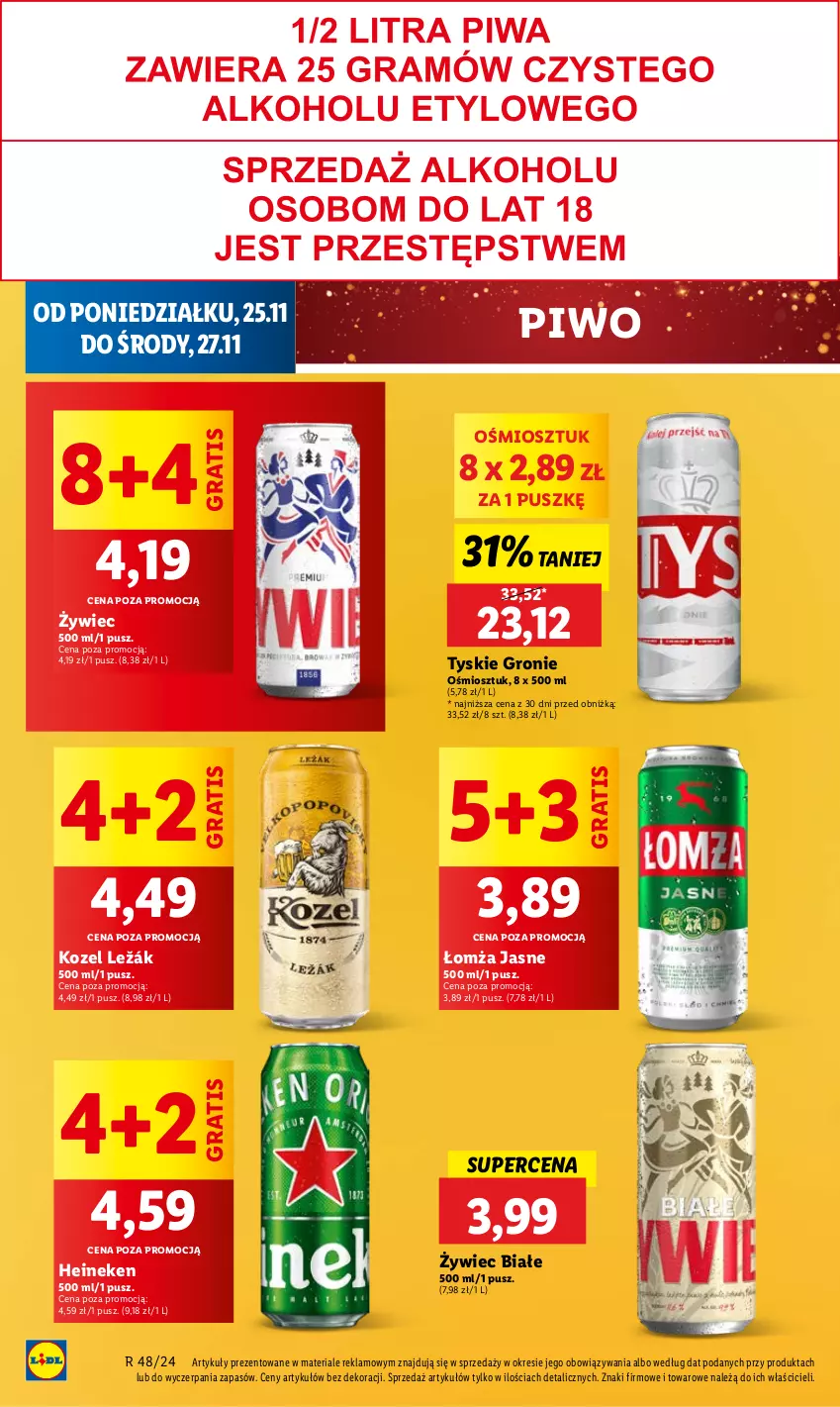 Gazetka promocyjna Lidl - GAZETKA - ważna 25.11 do 27.11.2024 - strona 54 - produkty: Gra, Heineken, Kozel, Piwo, Tyskie