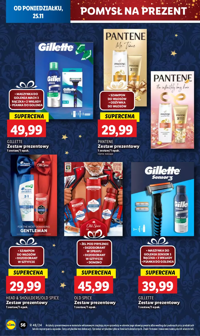 Gazetka promocyjna Lidl - GAZETKA - ważna 25.11 do 27.11.2024 - strona 64 - produkty: Dezodorant, Gillette, Maszynka, Maszynka do golenia, Odżywka, Old Spice, Pantene, Pianka do golenia, Szampon, Szynka, Zestaw prezentowy