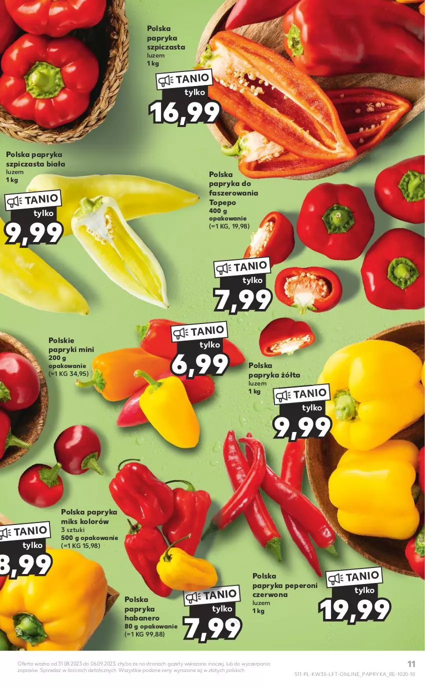 Gazetka promocyjna Kaufland - Gazetka tygodnia - ważna 31.08 do 06.09.2023 - strona 11 - produkty: Fa, Papryka, Papryka żółta, Szpic, Top