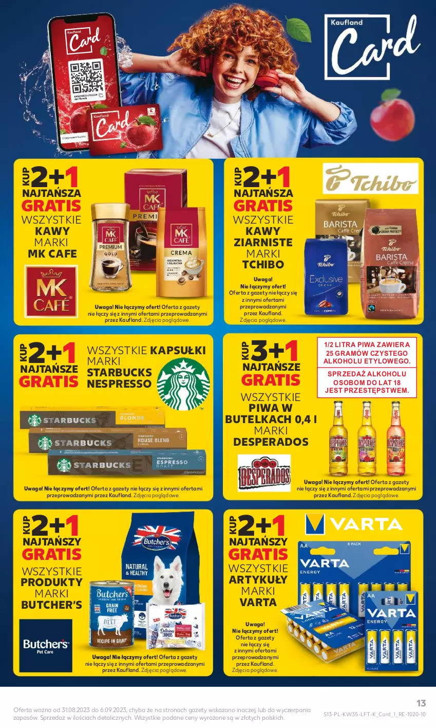 Gazetka promocyjna Kaufland - Gazetka tygodnia - ważna 31.08 do 06.09.2023 - strona 13 - produkty: Desperados, Gra, Piwa, Tchibo, Varta, Waga