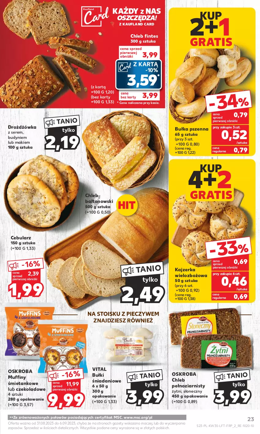 Gazetka promocyjna Kaufland - Gazetka tygodnia - ważna 31.08 do 06.09.2023 - strona 23 - produkty: Bułka, Cebula, Chleb, Danio, Gra, Kajzerka, Muffiny, Piec, Ser