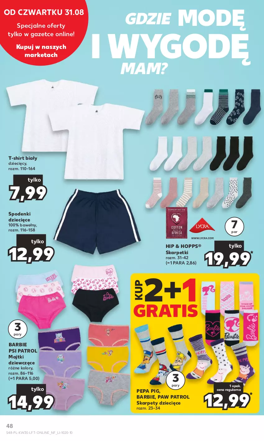 Gazetka promocyjna Kaufland - Gazetka tygodnia - ważna 31.08 do 06.09.2023 - strona 48 - produkty: Barbie, Dzieci, Gra, Karp, Majtki, Psi Patrol, Skarpetki, T-shirt