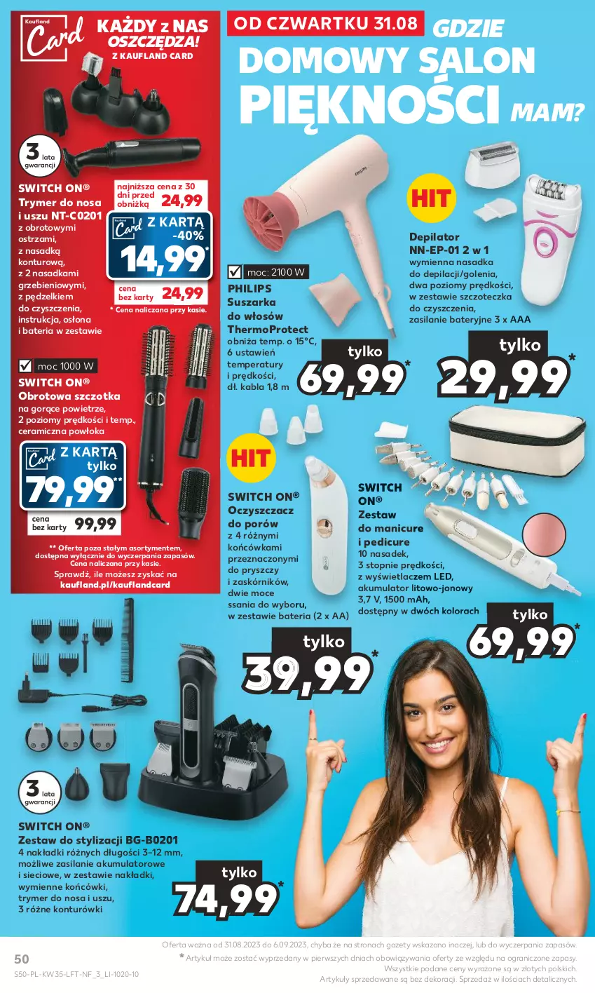 Gazetka promocyjna Kaufland - Gazetka tygodnia - ważna 31.08 do 06.09.2023 - strona 50 - produkty: Akumulator, Bateria, Depilator, Gra, Manicure i pedicure, Mop, Philips, Por, Silan, Suszarka, Szczoteczka, Szczotka, Top