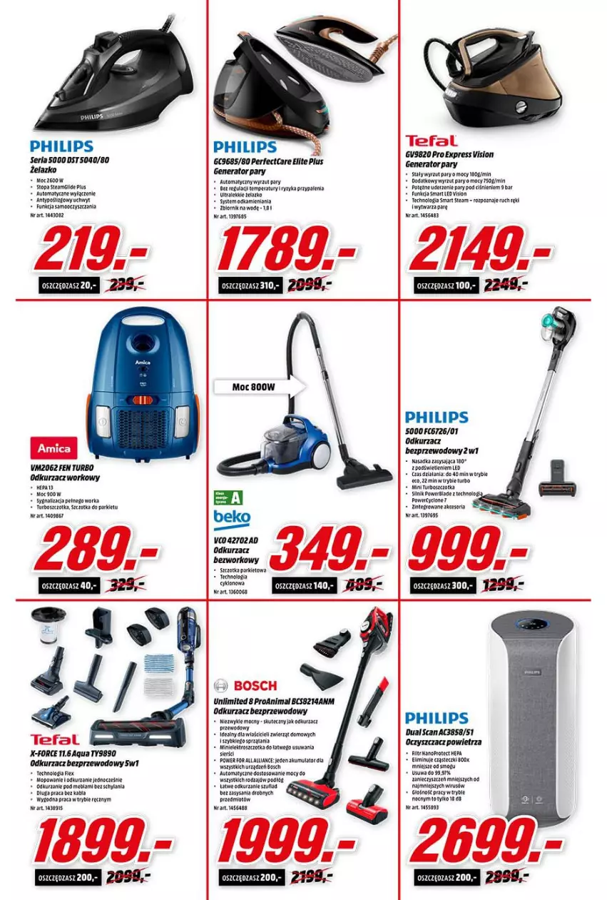 Gazetka promocyjna Media Markt - Gazetka Media Markt - ważna 16.02 do 22.02.2022 - strona 10 - produkty: Akumulator, Bosch, Generator pary, Mop, Oczyszczacz powietrza, Odkurzacz, Odkurzacz bezprzewodowy, Orka, Philips, Ser, Szczotka, Top