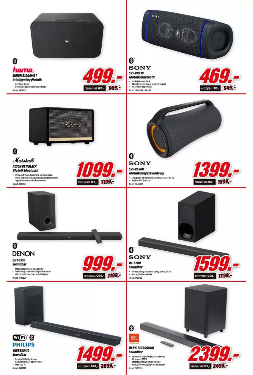 Gazetka promocyjna Media Markt - Gazetka Media Markt - ważna 16.02 do 22.02.2022 - strona 3 - produkty: Akumulator, Bateria, Głośnik, Głośnik bluetooth, Intel, Lack, Mus, Philips, Por, Rum, Sok, Sony, Soundbar, Subwoofer