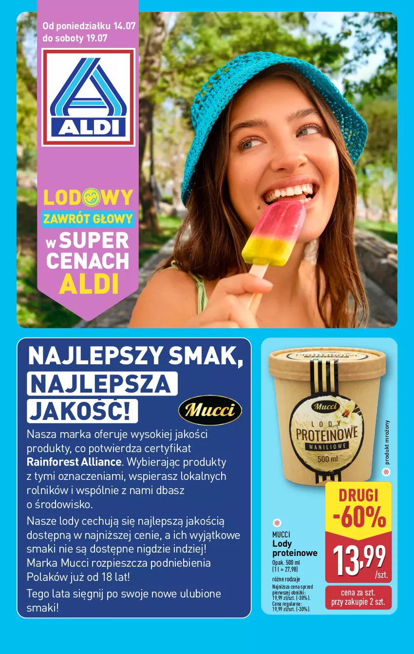 Gazetka promocyjna Aldi - Lodowy zawrót głowy - ważna 14.07 do 19.07.2025 - strona 1 - produkty: Lody, Rolnik, Sok
