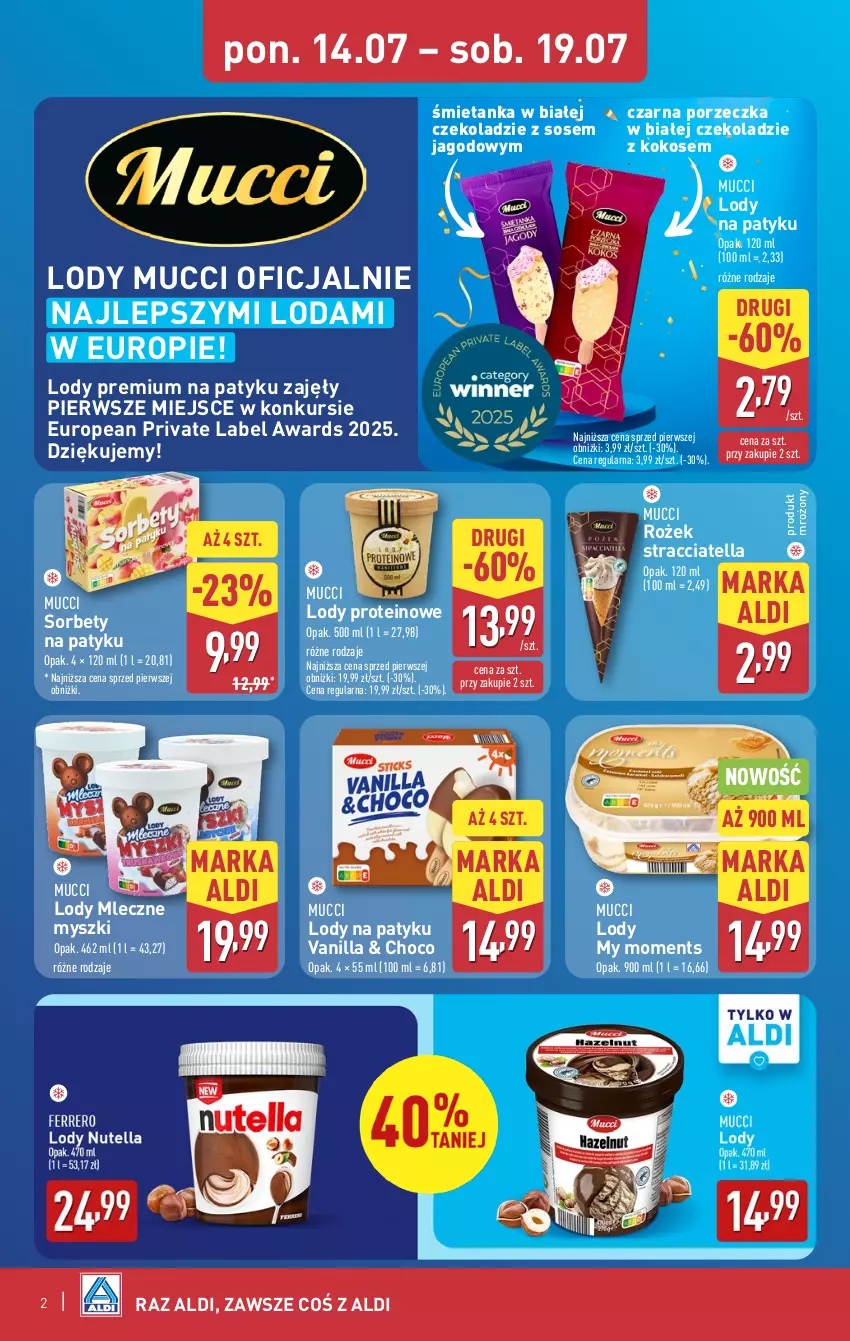 Gazetka promocyjna Aldi - Lodowy zawrót głowy - ważna 14.07 do 19.07.2025 - strona 2 - produkty: Kokos, Lody, Moments, Mysz, Por, Sos