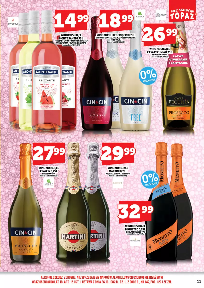 Gazetka promocyjna Topaz - Gazetka - ważna 01.05 do 14.05.2026 - strona 13 - produkty: Fa, Gra, Granat, Martini, Mionetto, Monte, Monte Santi, Mus, Prosecco, Puma, Wino, Wino musujące