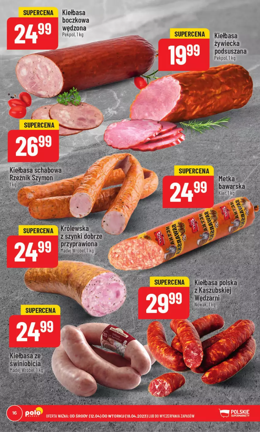 Gazetka promocyjna PoloMarket - Gazetka pomocyjna - ważna 12.04 do 18.04.2023 - strona 16 - produkty: Kiełbasa, Kiełbasa schabowa, Pekpol