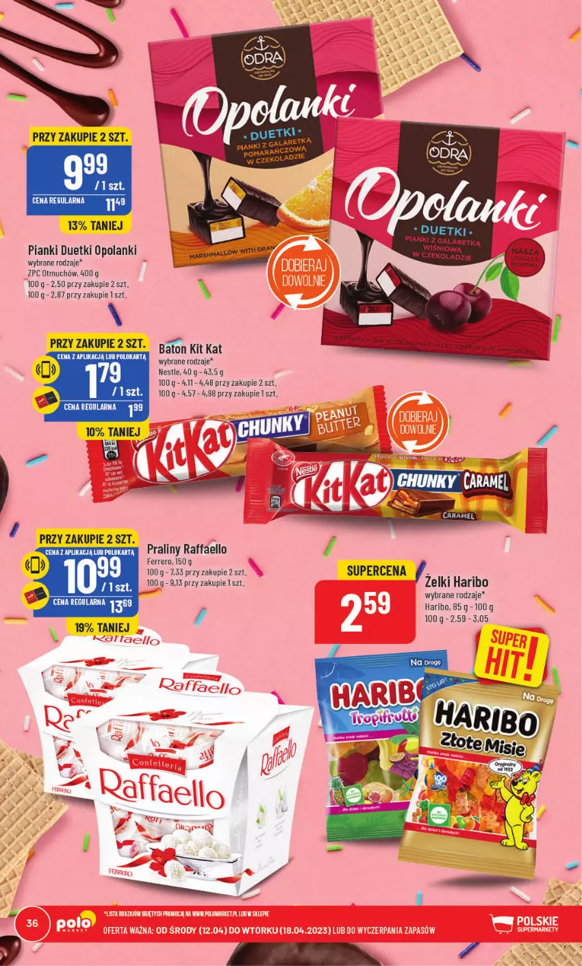 Gazetka promocyjna PoloMarket - Gazetka pomocyjna - ważna 12.04 do 18.04.2023 - strona 36 - produkty: Fa, Ferrero, Gala, Haribo, Kit Kat, Lanki, Praliny, Raffaello