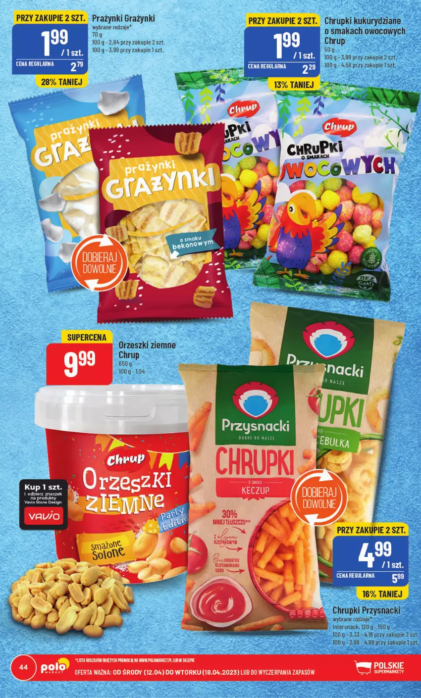 Gazetka promocyjna PoloMarket - Gazetka pomocyjna - ważna 12.04 do 18.04.2023 - strona 44 - produkty: Chrupki, Fa, Gra, Orzeszki, Orzeszki ziemne, Przysnacki