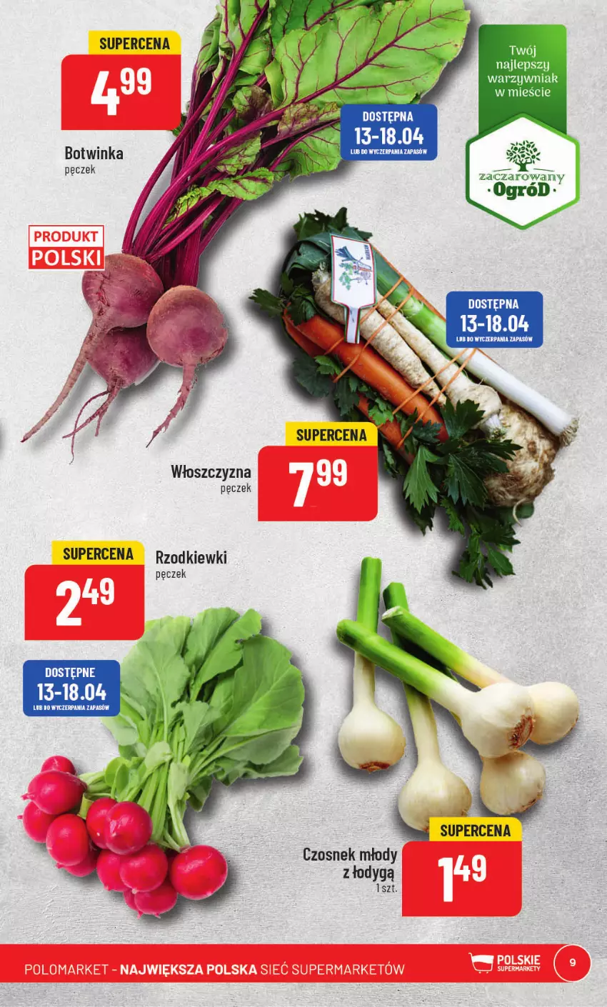 Gazetka promocyjna PoloMarket - Gazetka pomocyjna - ważna 12.04 do 18.04.2023 - strona 9 - produkty: Czosnek, Gala, Inka, Ogród, Włoszczyzna pęczek