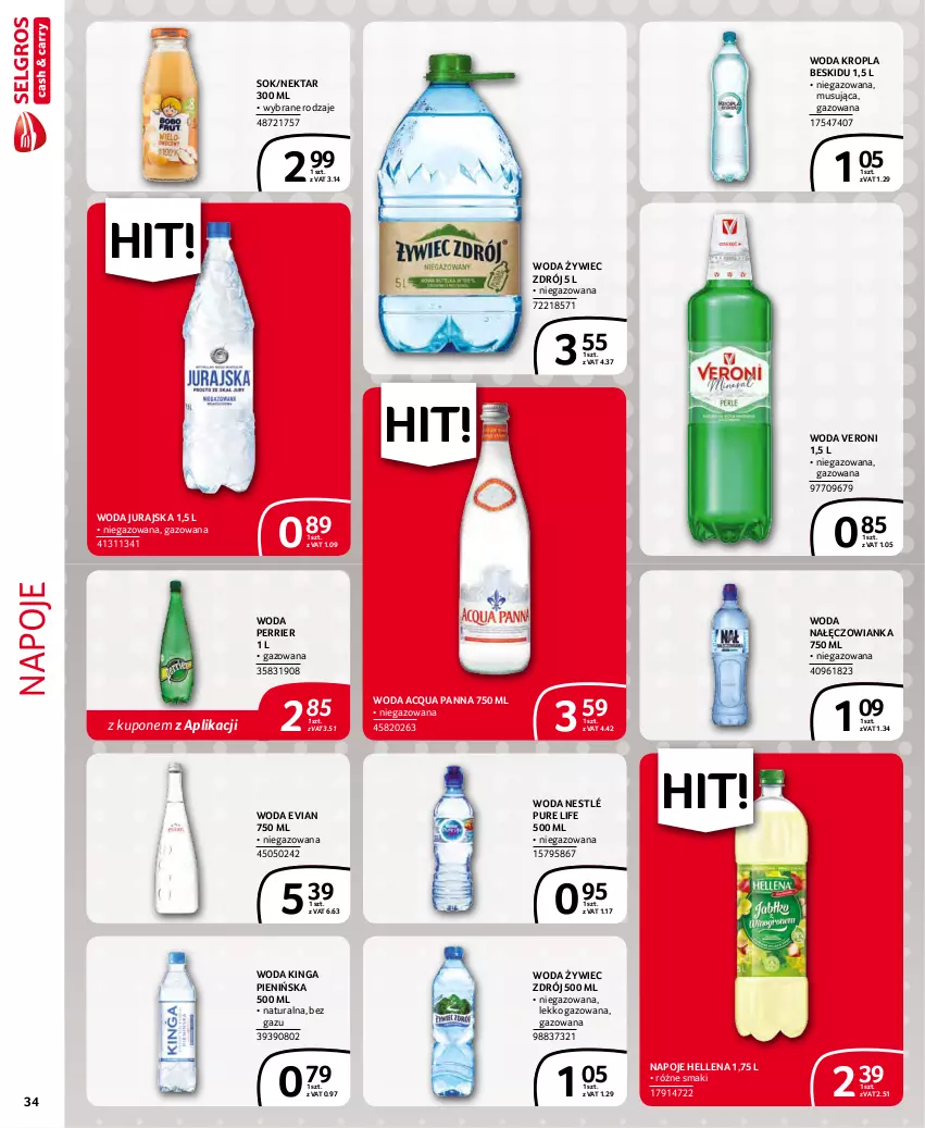 Gazetka promocyjna Selgros - Extra Oferta - ważna 01.11 do 30.11.2021 - strona 34 - produkty: Acqua Panna, Hellena, Mus, Nałęczowianka, Napoje, Nektar, Nestlé, Pur, Sok, Woda