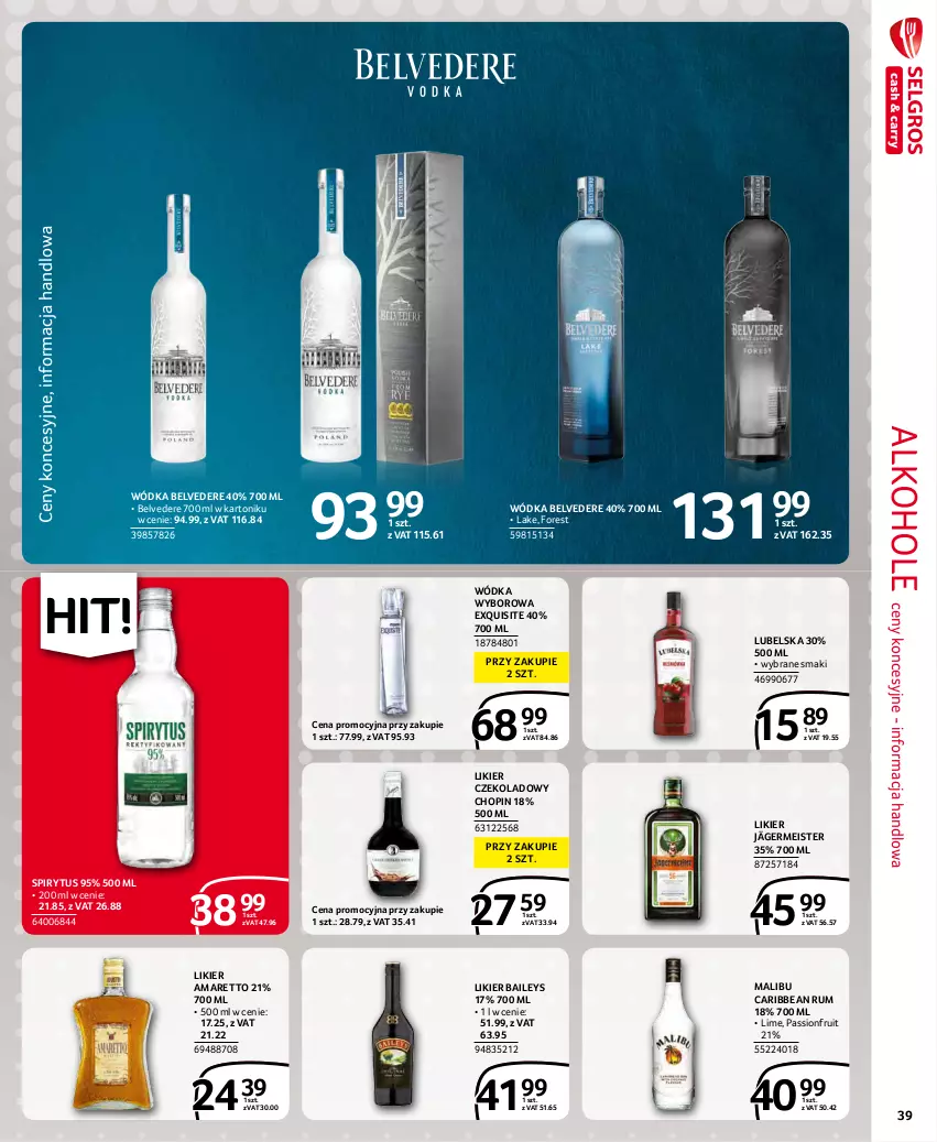 Gazetka promocyjna Selgros - Extra Oferta - ważna 01.11 do 30.11.2021 - strona 39 - produkty: Alkohole, Exquisite, Likier, Malibu, Rum, Tonik, Wódka, Wyborowa