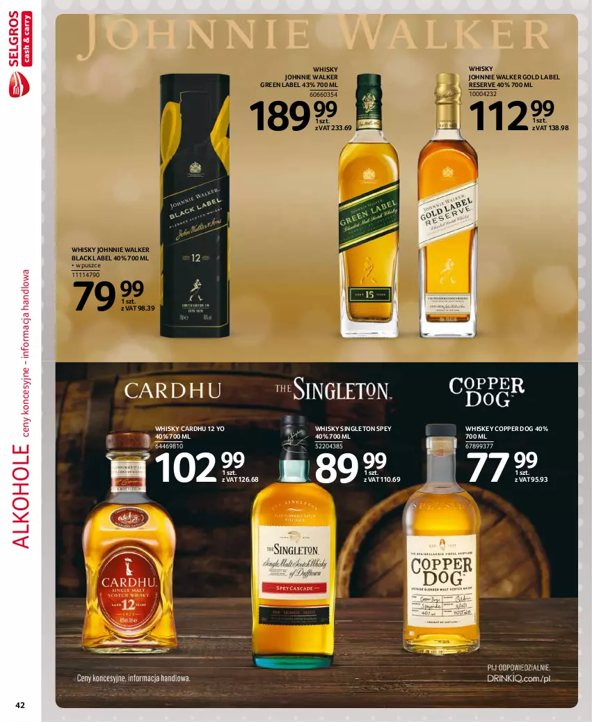 Gazetka promocyjna Selgros - Extra Oferta - ważna 01.11 do 30.11.2021 - strona 42 - produkty: Alkohole, Johnnie Walker, Lack, Ser, Whiskey, Whisky