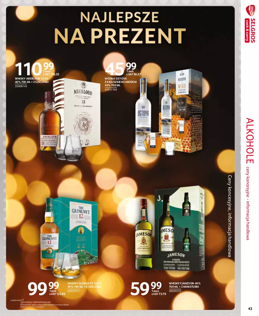 Gazetka promocyjna Selgros - Extra Oferta - ważna 01.11 do 30.11.2021 - strona 43 - produkty: Alkohole, Jameson, Lanki, Whiskey, Whisky, Wódka